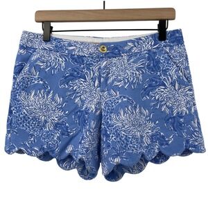 Lilly Pulitzer Buttercup Knit‎ Shorts Boca Blue Croc And Lock It Women 4 Scallop